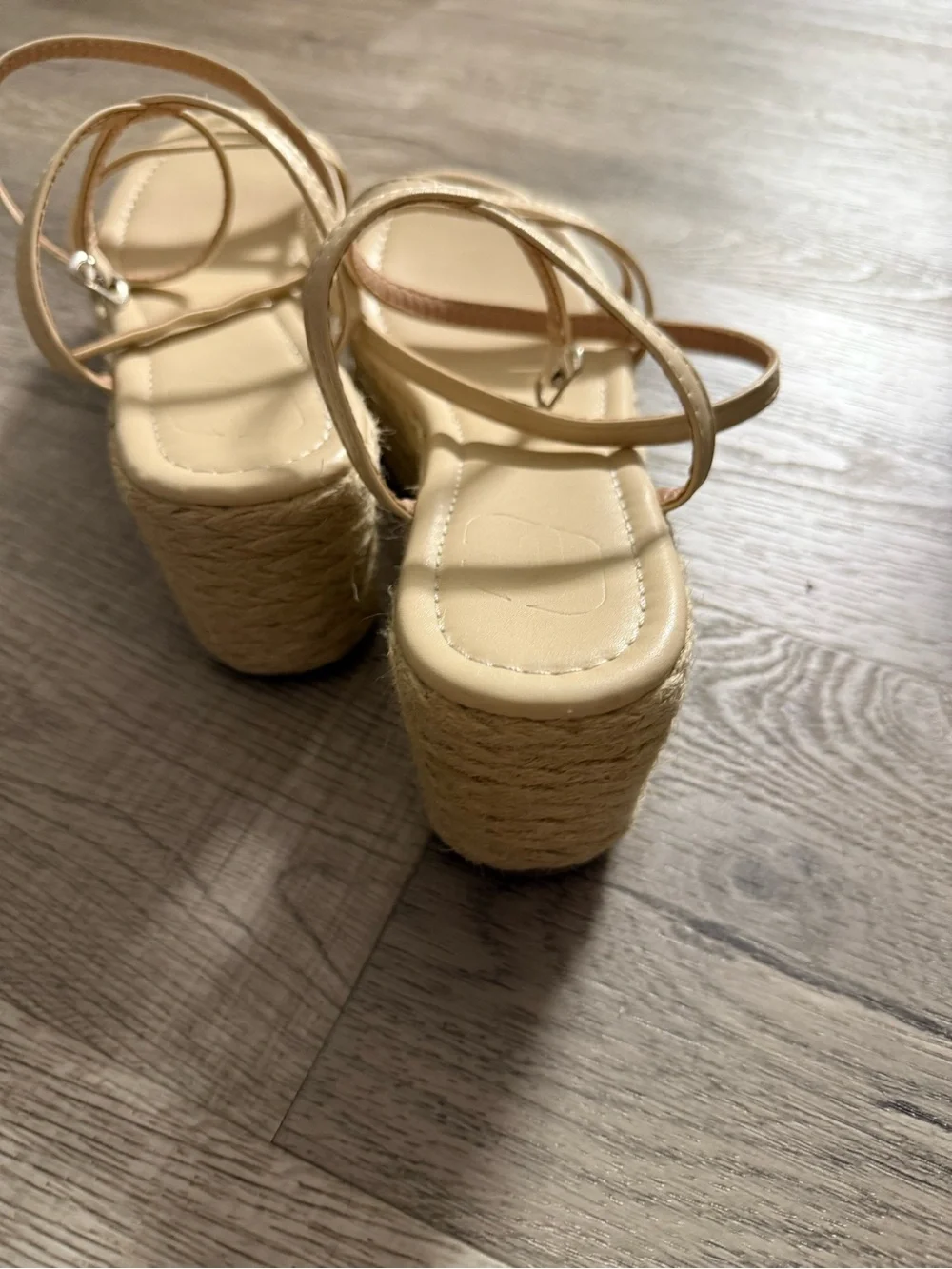 Women's Neutral Espadrille Platform Sandals - Beige